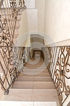 Fragment of an interior of hotel with a ladder