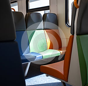 Fragment of the interior of a passenger railway carriage