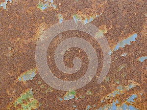 Rusty iron surface with peeling paint
