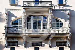 Fragment of Jugendstil facade with balcony