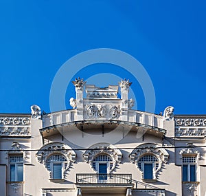 Fragment of Jugendstil facade in Riga; Latvia