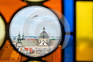 Fragment of the Krakow Old Town skyline from the Town Hall Tower