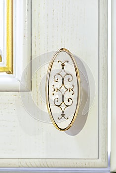 Fragment Ñlassic style kitchen and dining room interior in beige pastoral colors