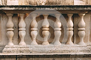 Fragment of a marble balustrade in a classic style