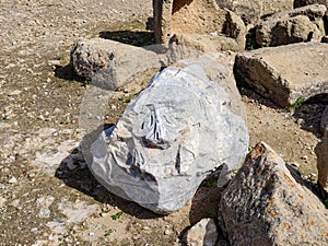 Fragment of a marble column that once adorned an Greek temple