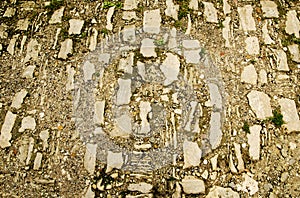 Fragment of a medieval road destroyed by time