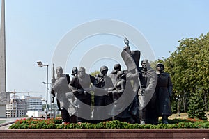 Fragment of the memorial `Liberators of Vitebsk - Soviet soldiers, partisans and underground` photo