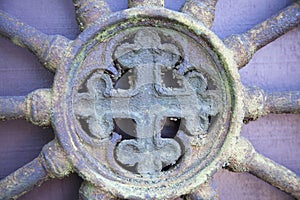 Fragment of metal medieval vintage door