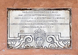 Fragment from the middle ages decorating the narthex or porch of San Lorenzo in Lucina