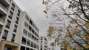 Fragment of modern block of flats appartment building.