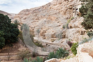Fragment of the monastery of St. George Hosevit Mar Jaris in Wadi Kelt near Mitzpe Yeriho in Israel