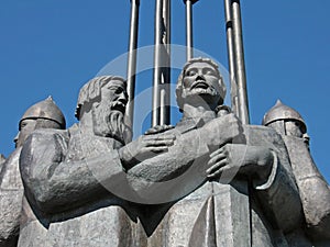 Fragment of the Monument St. Alexander Nevsky, Pskov, Russia