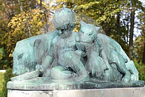 A fragment of the monument to the founder and first director of the Koenigsberg Zoo Hermann Klaass