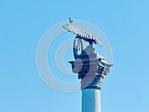 Fragment of the Monument `To the sunken ships`, an architectural symbol of the city built in 1905.