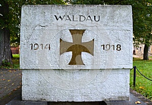 Fragment of a monument to WALDAU 1914-1918 which have perished in days of World War I