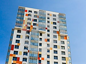 Fragment of a multi-storey residential building under the renovation program. District Northern Tushino, City of Moscow