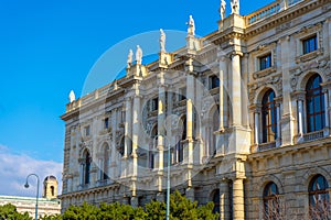 Fragment of museum of Art History Kunsthistorisches museum on Maria Theresa square Maria-Theresien-Platz in Vienna, Wien