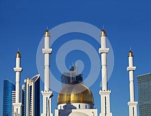 Fragment of a Muslim mosque in the modern city. Kazakhstan. Astana.