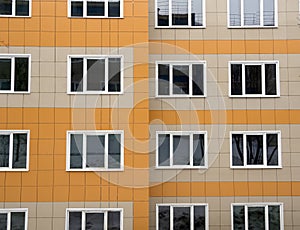 Fragment of a new house with ventilated facade made of ceramic tiles