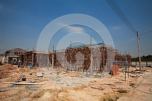 Fragment of new residential construction home framing