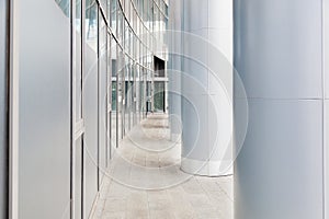 Fragment of office building with columns.