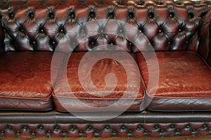 Fragment of an old leather sofa