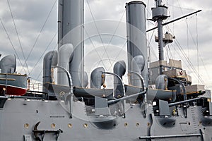 Fragment of an old military steam ship of the late 19th century.