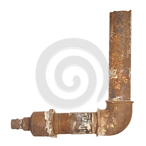 A fragment of the old water conduit consisting of pipes and fittings.