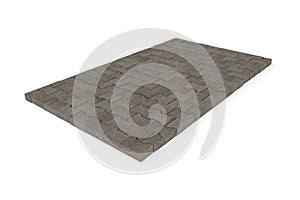 A fragment of a pavement made of graphite cubes isolated on white