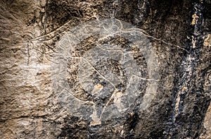 Fragment of petroglyph in Gobustan,