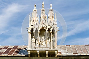 Fragment of the Pisa Baptistery of St. John and the Leaning Tower of Pisa Torre di Pisa Italy, Europe