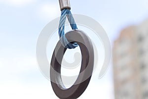 Fragment of the playground, ring on the rope