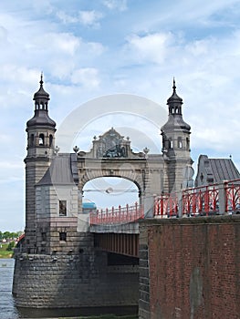 Fragment of the Queen Louise Bridge over the Neman River. Sovetsk, Kaliningrad region