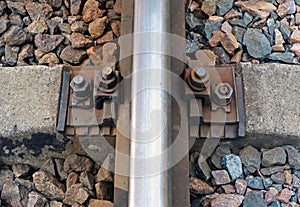 Fragment of railway rail and cross tie