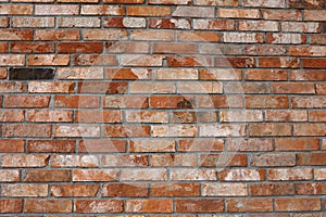 Fragment of a red brick wall