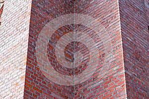 Fragment red brick wall catholic church background