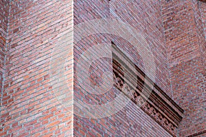 Fragment red brick wall catholic church background