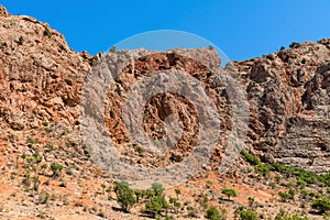 Red rocks of a mountain range in the territory of Armenia.