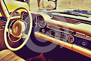 Fragment retro car dashboard.