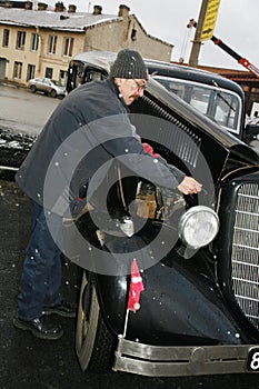 Fragment of retro old car Volga GAZ - M1, the famous `emka` car senior officers during the WW2 - USSR 1930 .