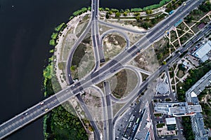 Fragment of the road junction in Kiev near the residential area of Rusanovka