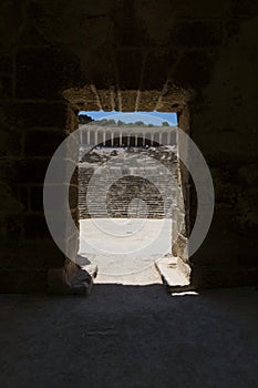 The fragment of a Roman ancient theater in Aspendos