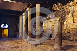 Fragment of the ruins of the old city of Jerusalem, excavations