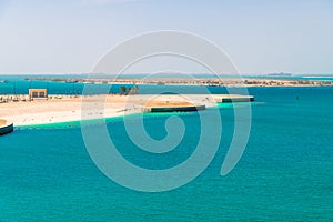 A fragment of the sea and the beach in Abu Dhabi, UAE