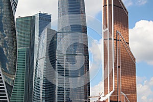 Fragment of skyscrapers of the financial and business center Moscow-City