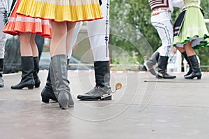 Fragment of Slovak folk dance with colorful clothes