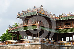 Fragment of the terrace of the Midday gate of the imperial Forbidden City. Hue, Vietnam