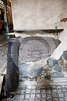Fragment of Viking Runestone in Stockholm, Sweden