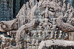 Fragment of wall in Cambodian Preah Khan Temple