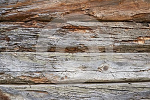 A fragment of a wall made of wooden logs